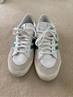 adidas Nora White Sneakers with Green Stripes